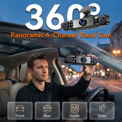 🚘🎥360°-os fedélzeti kamera 1080p HD felbontással – teljes körű megfigyelés a járművéhez