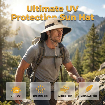 🌞UPF 50+ széles karimájú napellenző sapka nyakvédővel🏕️