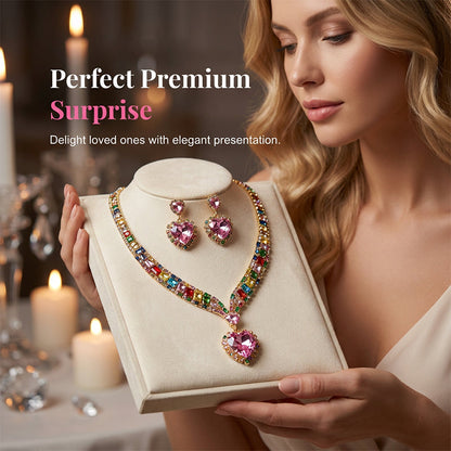 💎40% kedvezmény!✨Csillogó szív alakú ékszerszett – nyaklánc és fülbevaló, elegáns, könnyű💖