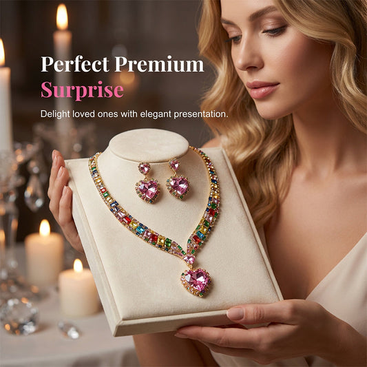 💎40% kedvezmény!✨Csillogó szív alakú ékszerszett – nyaklánc és fülbevaló, elegáns, könnyű💖