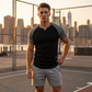 🏃2026-os új modell👕Rövid ujjú szabadon hagyó sportpóló | Szűk szabás, lélegző anyag