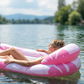 📢📢50 % DE RÉDUCTION !! ⏰Hamac Flottant Gonflable pour Piscine avec Centre en Filet – Confort & Fraîcheur pour l'Été