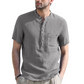👕🌿Férfi nyári Henry-nyakú pamut-len szabadidőing – kényelmes és lélegző