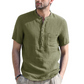 👕🌿Férfi nyári Henry-nyakú pamut-len szabadidőing – kényelmes és lélegző