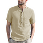👕🌿Férfi nyári Henry-nyakú pamut-len szabadidőing – kényelmes és lélegző