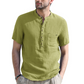 👕🌿Férfi nyári Henry-nyakú pamut-len szabadidőing – kényelmes és lélegző