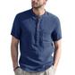👕🌿Férfi nyári Henry-nyakú pamut-len szabadidőing – kényelmes és lélegző