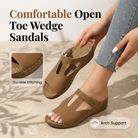 👡Puha PU anyagból készült ék alakú szandál – állítható szorítású, párnázott talpbetéttel💕