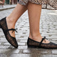 👡5 000+ nő kedvence💖Francia stílusú hálós balettcipő masnival – légáteresztő virágmintás háló☁️