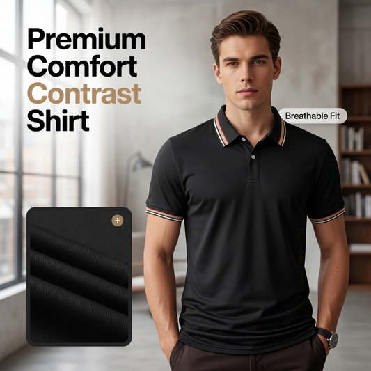 👕L–2XL💨Legkelendőbb férfi kontrasztos gallérú ing – légáteresztő, gyűrődésmentes, sokoldalú