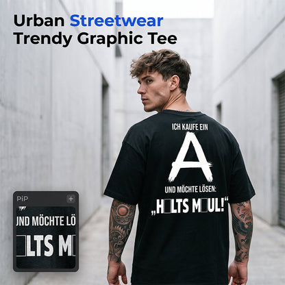 👕Férfi rövid ujjú póló hátul feliratos nyomattal✨