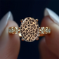 🐆50% KEDVEZMÉNY!💍Vintage leopárdmintás ovális gyűrű – Egyedi kialakítás, csillogó kövek és merész stílus✨