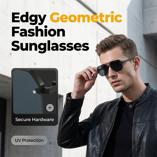 🕶️Stílusos geometrikus sokszög alakú férfi napszemüveg✨Modern stílus a napsütéses napokra