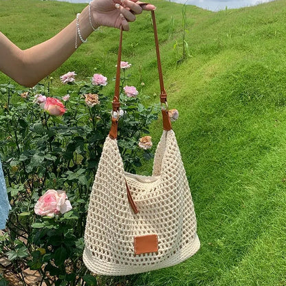 🌿Nyári laza stílusú horgolt áttört táska | Tengerparti nyaraláshoz ideális strandtáska👜
