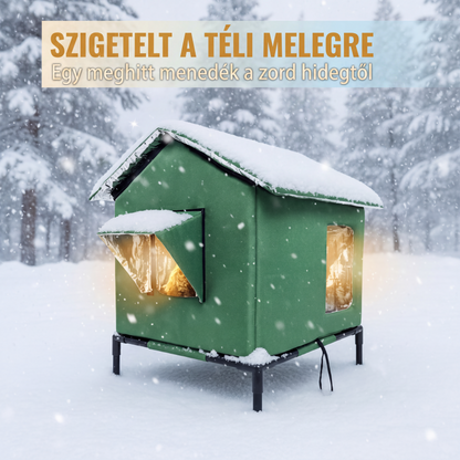 🐱🏡 Időjárásálló megemelt kültéri macskaház: Víz- és szélálló 🌧️❄️