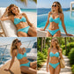 👙Női magas derekú fonott bikiniszett, bandeau stílusú fürdőruha💐