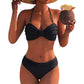 👙Női magas derekú fonott bikiniszett, bandeau stílusú fürdőruha💐