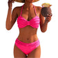 👙Női magas derekú fonott bikiniszett, bandeau stílusú fürdőruha💐