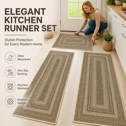 🏠 50% kedvezmény🧵Elegáns szőtt futószőnyeg – Csúszásmentes, Gyorsan nedvszívó 🚪