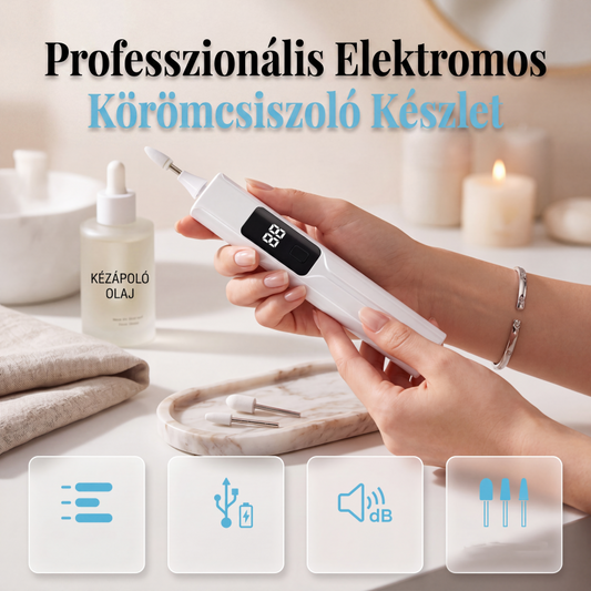 💅Professzionális elektromos körömfúró készlet – Precíz, állítható sebességű✨