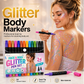 🎨 24 színű sminkes csillámporos filctoll – lemosható és hipoallergén ✨