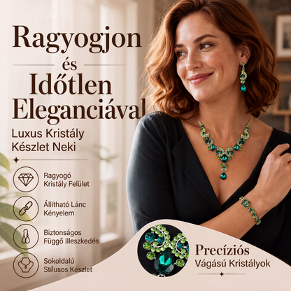 💎Csillogó strasszos nyaklánc és fülbevaló ékszerkészlet👗
