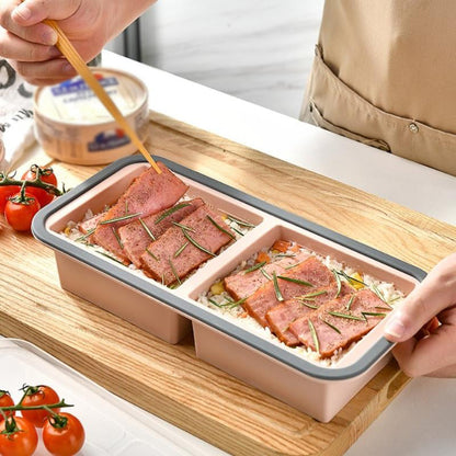 🍱IDŐKORLÁTOS KEDVEZMÉNY!🥗Fedeles rekeszes szilikon ételtároló – élelmiszer-minőségű szilikon