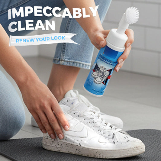 👟🧼Hordozható cipőhab tisztító: Beépített kefe és vízálló 🌿