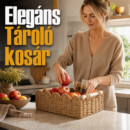 📦Szövött tárolókosár fa fogantyúkkal🔥