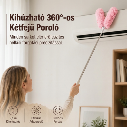 🧹Kihúzható 360°-ban forgatható kétfejű elektrosztatikus portörlő✨