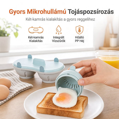 🍳Új érkezés✨Kétrekeszes mikrohullámú tojásgőzölő doboz konyhai tojásfőző forma