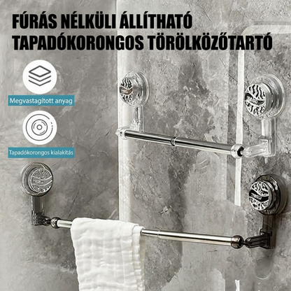 🛁Állítható fúrás nélküli tapadókorongos törölközőrúd fürdőszobába és konyhába✨