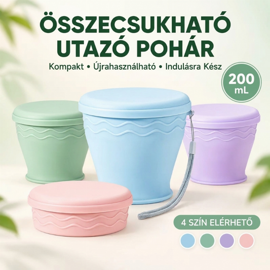 🥤Összecsukható utazópohár – kompakt és könnyen hordozható