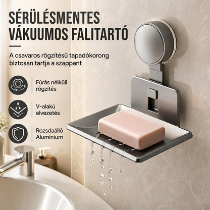 🧼Vákuumos tapadó szappantartó——V alakú lefolyás, rozsdamentes alumínium✨