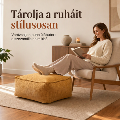 🪑Tárolós lábazatos puffra huzat✨alakítsa át a felesleges ruhákat és takarókat kényelmes ülőhellyé, miközben helyet takarít meg