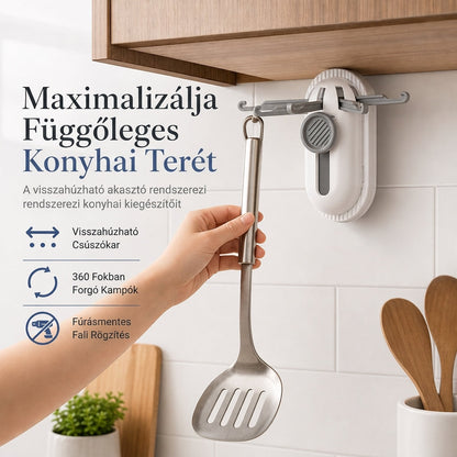 ✨Falra szerelhető ötkarú visszahúzható tapadó kampós tároló tartó🥄
