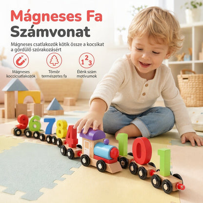 🧩Fából készült kisautós szám- és betűmágneses kirakós – a gyermekek betű- és számtanulását segítő oktató játék 🚗